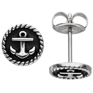 Ohrstecker "Anker" rund Edelstahl