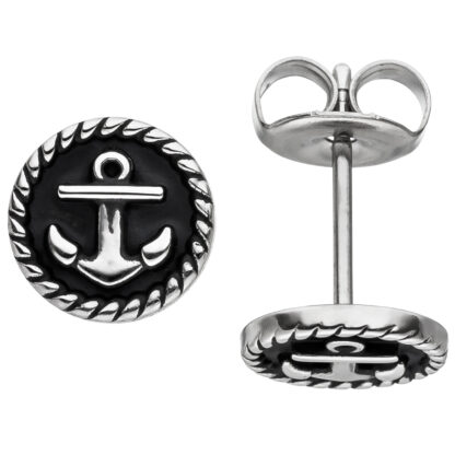 Ohrstecker "Anker" rund Edelstahl