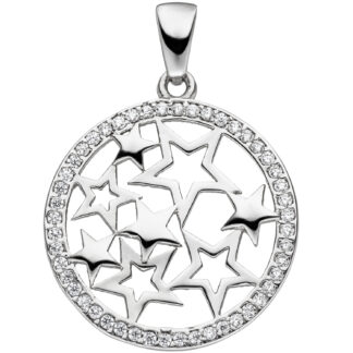 Anhänger "Sterne" 925 Silber und Zirkonia weiß rund