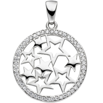 Anhänger "Sterne" 925 Silber und Zirkonia weiß rund