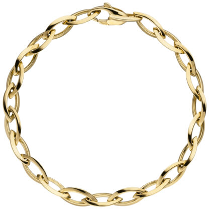 Armband 585 Gelbgold Marquise-Form und Anker-Stil – Bild 2