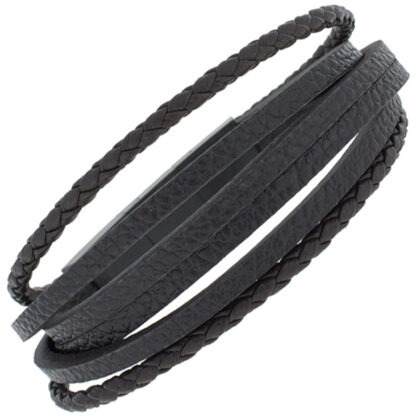 Lederarmband 6 reihig schwarz 24 cm