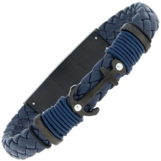 Armband "Anker" Leder blau 23 cm