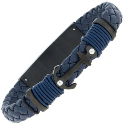 Armband "Anker" Leder blau 23 cm