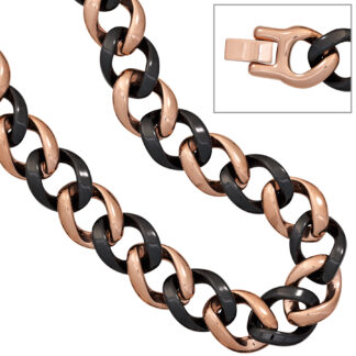 Armband Edelstahl/rotvergoldet mit Keramik schwarz