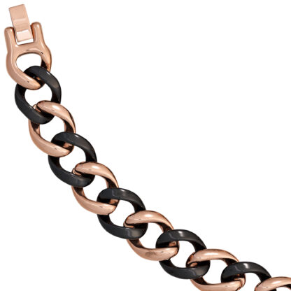 Armband Edelstahl/rotvergoldet mit Keramik schwarz – Bild 4