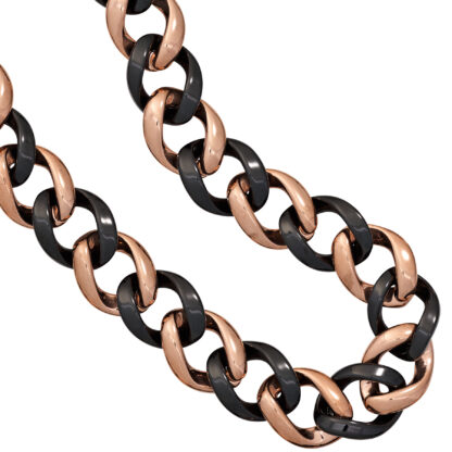 Armband Edelstahl/rotvergoldet mit Keramik schwarz – Bild 2
