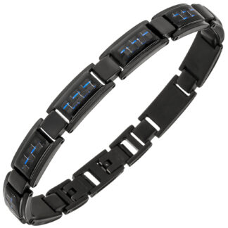 Armband Edelstahl schwarz Carbon und blau