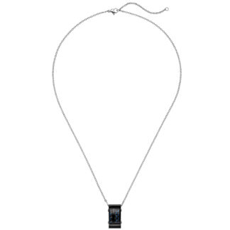 Collier mit Anhänger Edelstahl schwarz Carbon und blau
