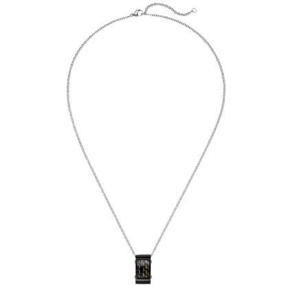Collier Edelstahl schwarz Carbon mit goldfarben