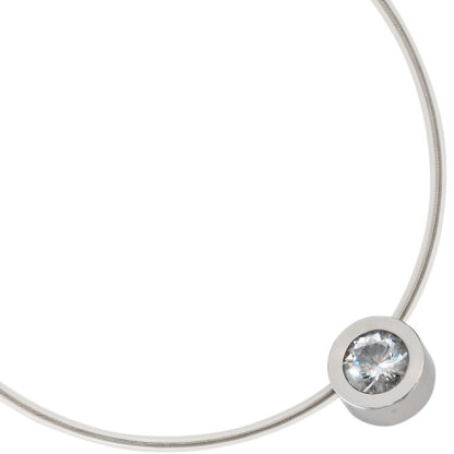 Collier Silikon mit Anhänger Edelstahl und Kristall weiß – Bild 4