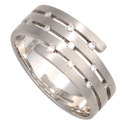 Ring mehrbahnig 585 Weißgold mit Brillanten 0,10 ct.