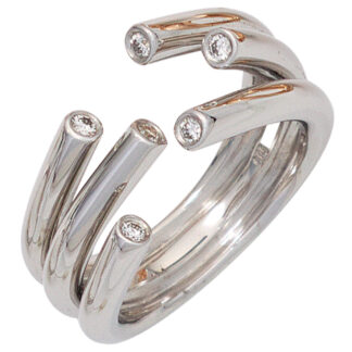 Ring 585 Weißgold mit Brillanten 0,12 ct. offen abstrakt