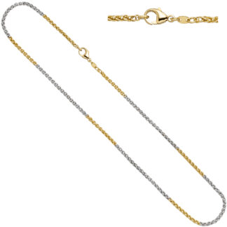 Zopfkette 585 Weiß-/Gelbgold 42 cm 2,2 mm