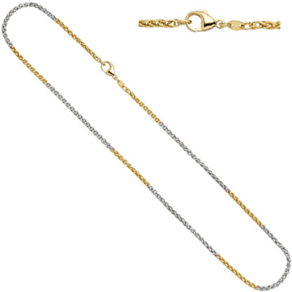 Zopfkette 585 Weiß-/Gelbgold 42 cm 2,2 mm