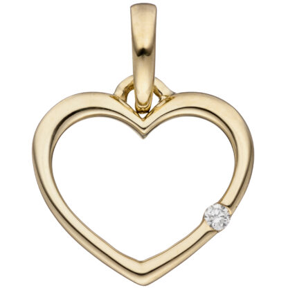 Anhänger "Herz" offen 333 Gelbgold mit Brillant