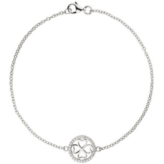 Armband "Kleeblatt" 925 Silber mit Zirkonia weiß