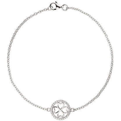 Armband "Kleeblatt" 925 Silber mit Zirkonia weiß