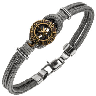 Armband Baumwolle "Kompass" Edelstahl 19 cm