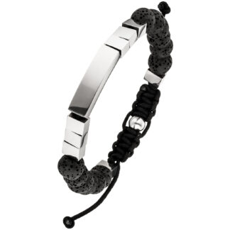 Zug-Armband Lava und Edelstahl 23 cm