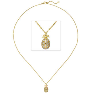 Collier mit Anhänger "Ananas" 925 Silber/vergoldet mit Zirkonia