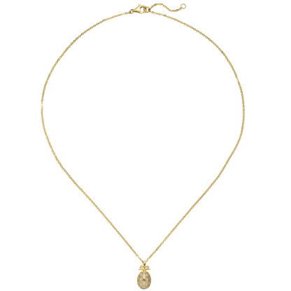 Collier mit Anhänger "Ananas" 925 Silber/vergoldet mit Zirkonia – Bild 4