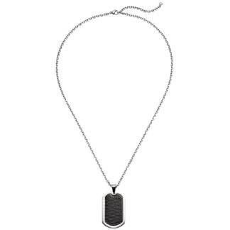 Collier mit Anhänger Edelstahl/PVD schwarz 55 cm