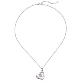 Collier "Herz" Edelstahl/teilrotvergoldet mit Kristallen weiß