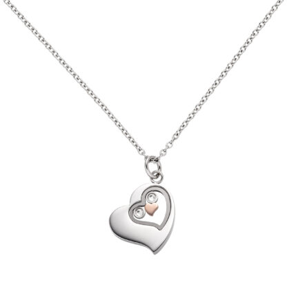 Collier "Herz" Edelstahl/teilrotvergoldet mit Kristallen weiß – Bild 2