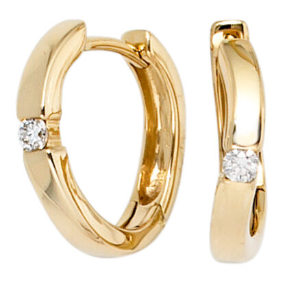 Creolen 585 Gelbgold mit 2 Brillanten 0,08 ct.