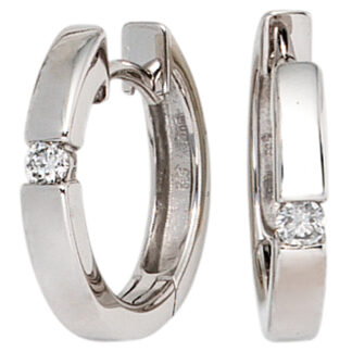 Creolen 585 Weißgold mit 2 Brillanten 0,10 ct.