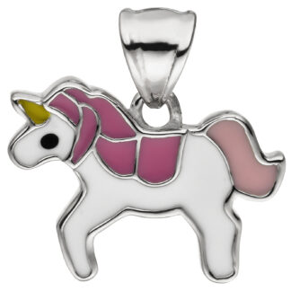 Kinder Anhänger "Einhorn" 925 Silber bunt emailliert