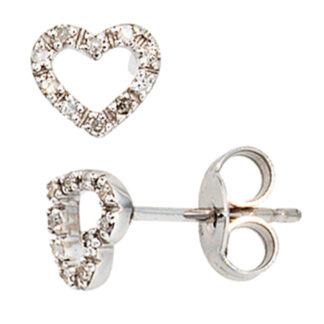 Ohrstecker "Herz" 585 Weißgold mit Diamanten 0,10 ct.