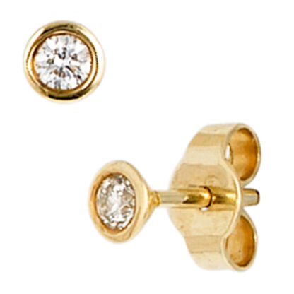 Ohrstecker rund 585 Gelbgold mit Brillanten 0,10 ct.