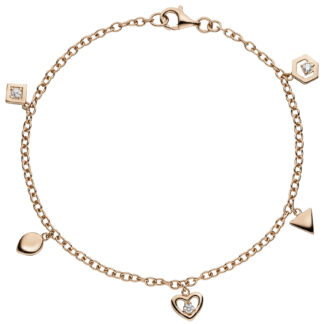 Armband 925 Silber/rotvergoldet mit Anhängern und 3 Zirkonia