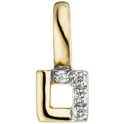 Anhänger 585 Gelbgold mit 4 Brillanten quadratisch