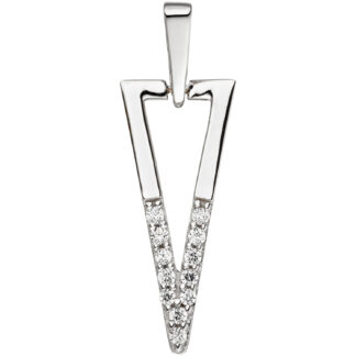Anhänger "Dreieck" 333 Weißgold mit 12 Zirkonia weiß