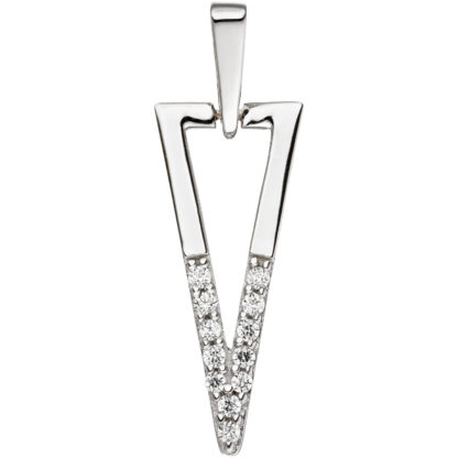 Anhänger "Dreieck" 333 Weißgold mit 12 Zirkonia weiß