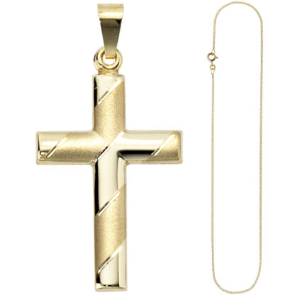 Collier "Kreuz" 333 Gelbgold/diamantiert mit Federringverschluss 45 cm – Bild 4