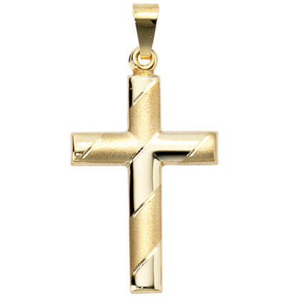 Collier "Kreuz" 333 Gelbgold/diamantiert mit Federringverschluss 50 cm – Bild 5
