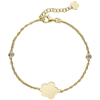 Armband "Blumen" 925 Silber/vergoldet mit 2 Zirkonia weiß