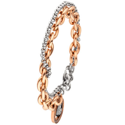 Armband 2-reihig Edelstahl/PVD rotgoldfarben mit Herz-Anhänger – Bild 2