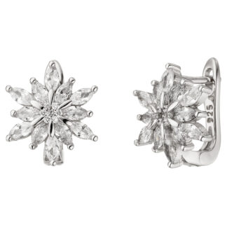Creolen "Edelweiß" 925 Silber mit 38 Zirkonia weiß
