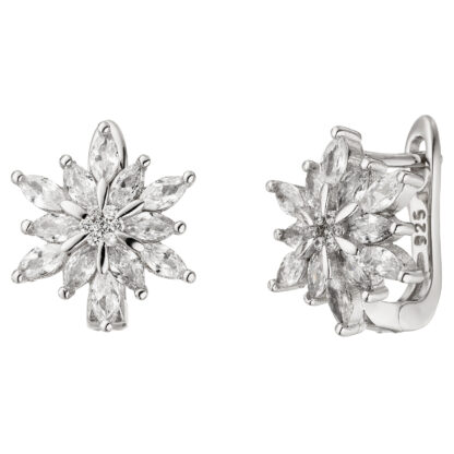 Creolen "Edelweiß" 925 Silber mit 38 Zirkonia weiß