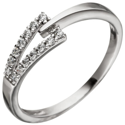 Ring "Dreieck" 333 Weißgold mit 14 Zirkonia weiß