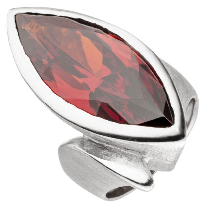 Ring 925 Silber/teileismatt mit SWAROVSKI® ELEMENT rot Navette