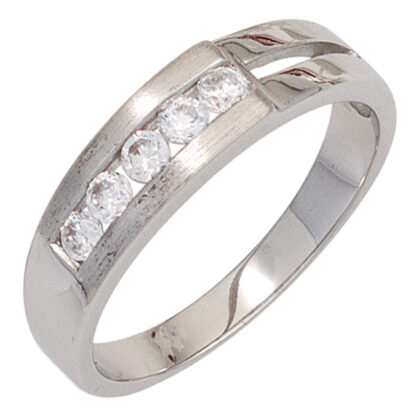 Ring 925 Silber mit 5 Zirkonia weiß klassisch