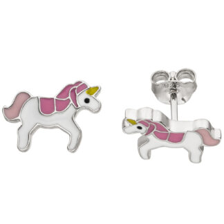 Kinder Ohrstecker "Einhorn" 925 Silber emailliert