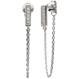Ohrhänger/Ohrstecker mit Kettchen 925 Silber und Zirkonia