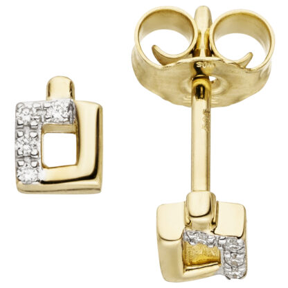 Ohrstecker 585 Gelbgold mit 8 Brillanten quadratisch